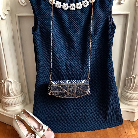 🐻🌼 BOUTIQUE MOSCHINO Navy Waffle Daisy Dress - Picture 15 of 17